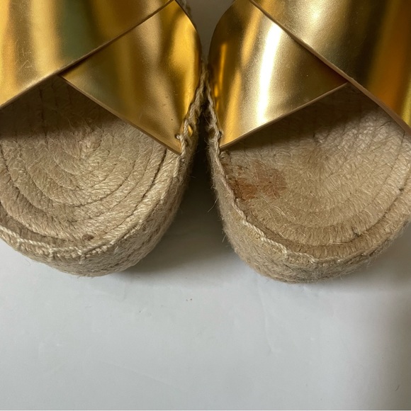 TORY BURCH Matte Metallic Gold Selby Wedge Platform Espadrille Sandals S… - Picture 6 of 15